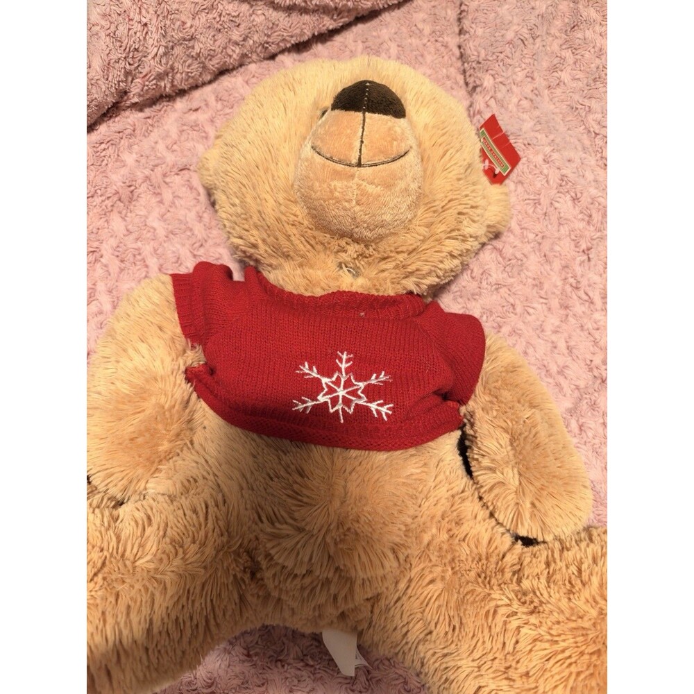 Holiday Home Stuff Plush Teddy Bear W/ Red Sweater Christmas NWT Good Size